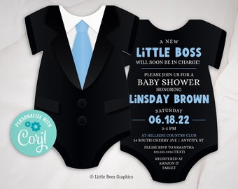 Little Boss Invitation Tuxedo Baby Shower Invite Boy Baby | Etsy