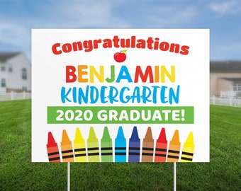 Editable Kindergarten graduation yard sign, quarantine grad sign, Printable Lawn Sign, Elementary school Graduation sign, Class of 2020