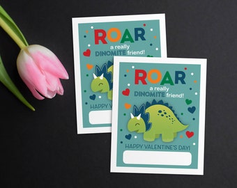 Dinosaur Valentine card, Dino themed School Valentine, Printable Valentine's Day Card, Classroom Valentine, Triceratops card
