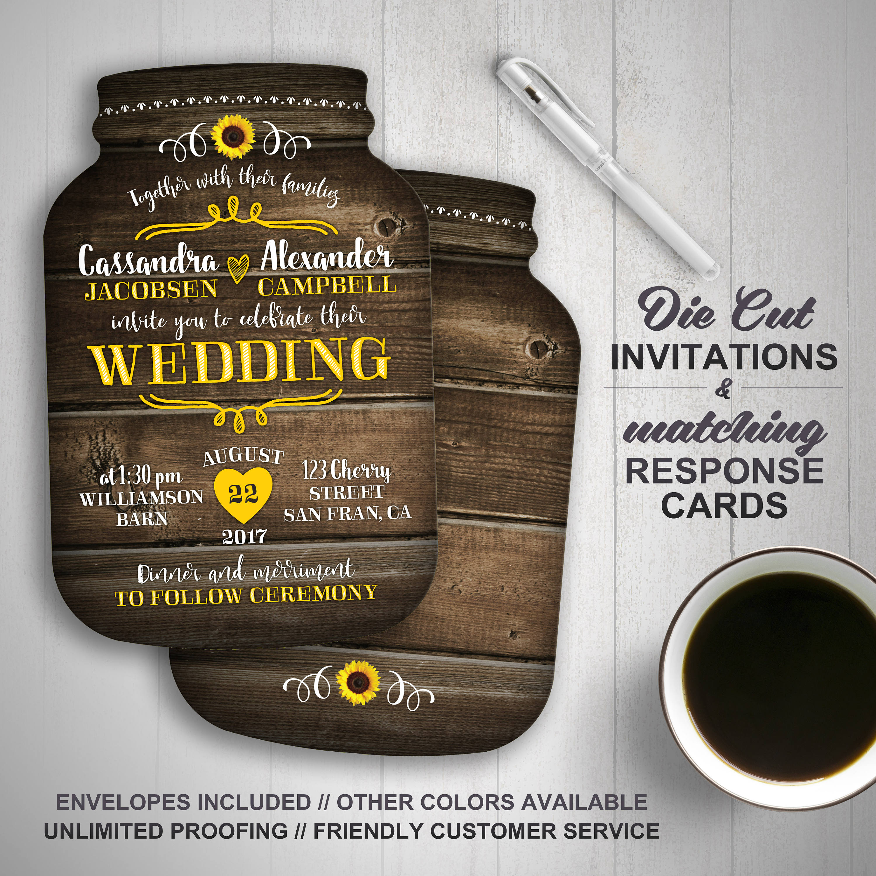 Mason Jar Shaped Wedding Invitations 4