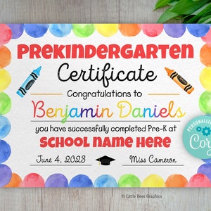 Prekindergarten Diploma Pdf Pre Kindergarten Certificate Printable