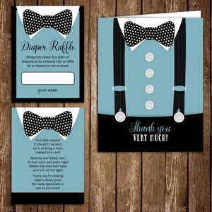 Boy Baby Shower Invites - Bowtie Invitations - Blue Suspenders ...