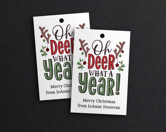 2020 Christmas Gift Tag funny, Editable Gift Tag, oh deer what a year tag, Christmas tag template, printable gift tag