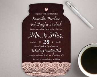 Mason Jar Shaped Wedding Invitations 6