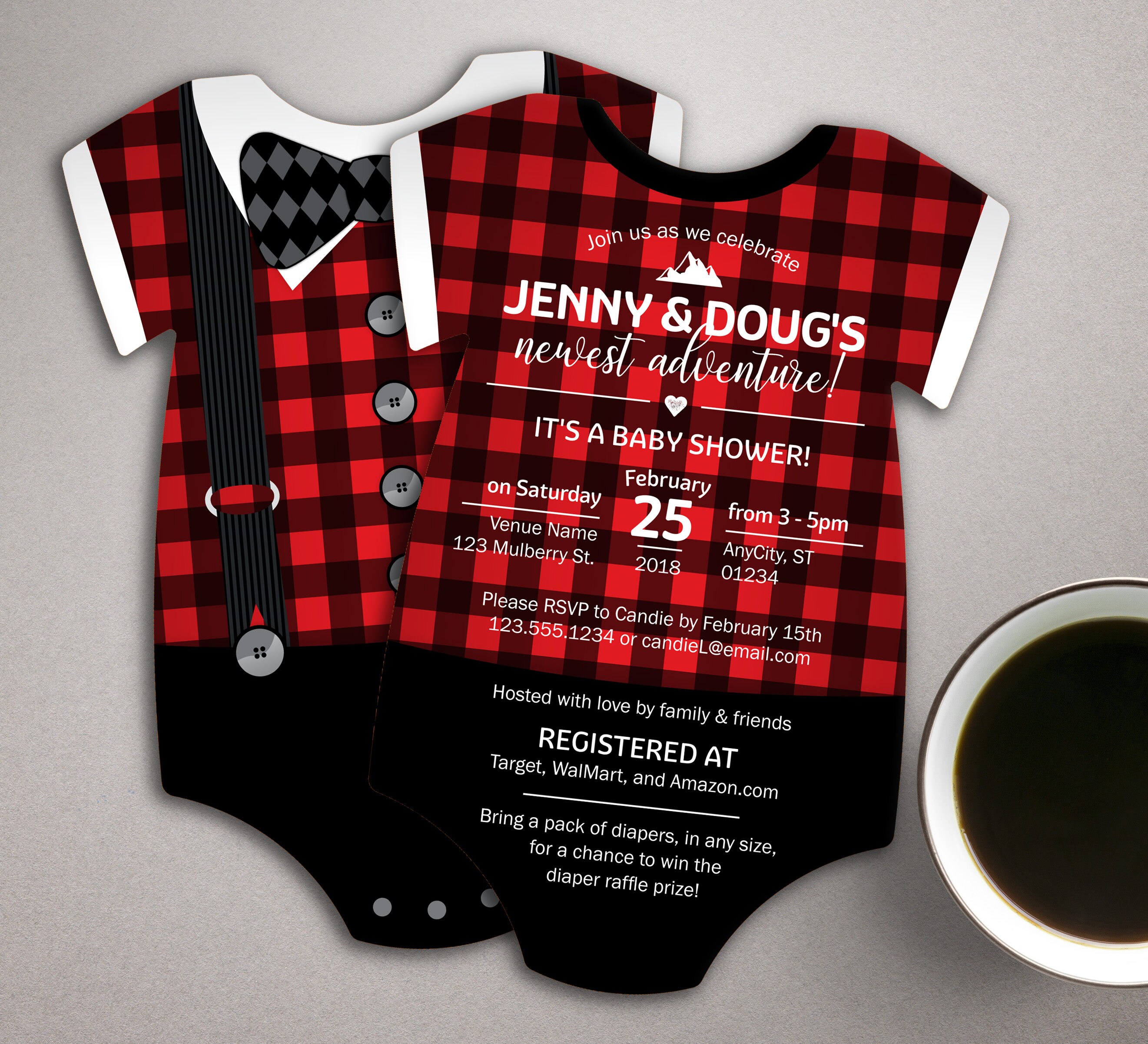 Buffalo Plaid Invitations Baby Shower Invitations Lumberjack | Etsy