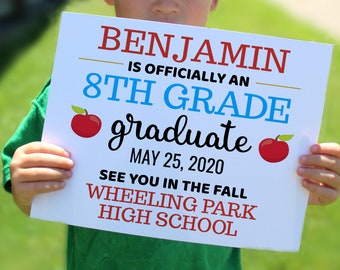 Editable 8th grade graduation sign, personalized school sign, Printable sign, Graduation print, 8x10 sign, Middle school print