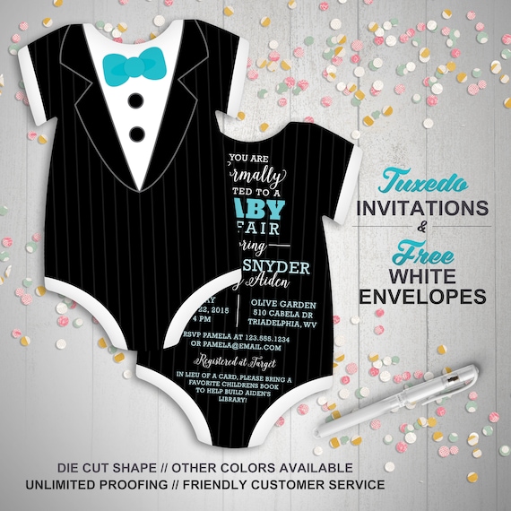 tuxedo baby shower invitations