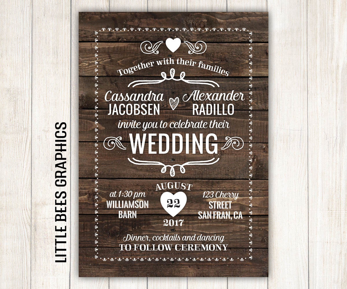 Rustic Wedding Invitation Printable wedding invitation | Etsy