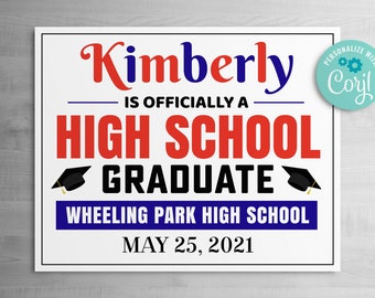 Bewerkbaar High School afstudeerbord, gepersonaliseerde laatste schooldag sjabloon, Senior Graduation sjabloon, 8x10 foto prop, sociale media