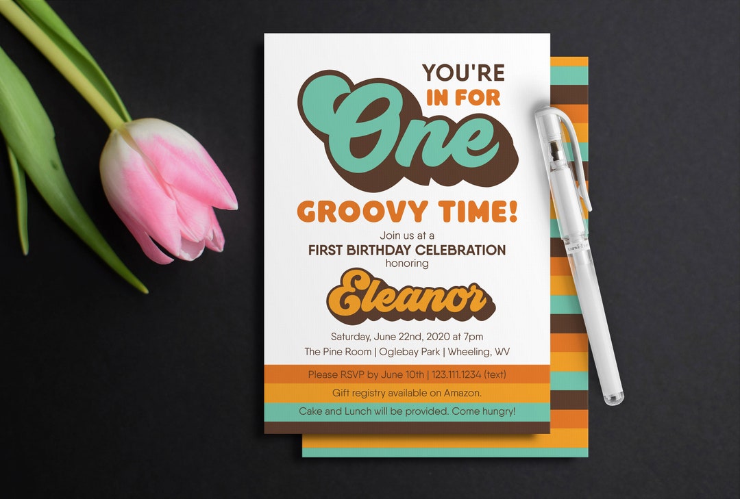 1st Birthday Invitation One Groovy Time Retro First Birthday - Etsy