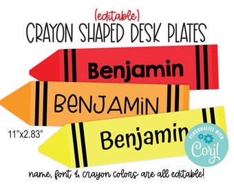 crayon name tag etsy
