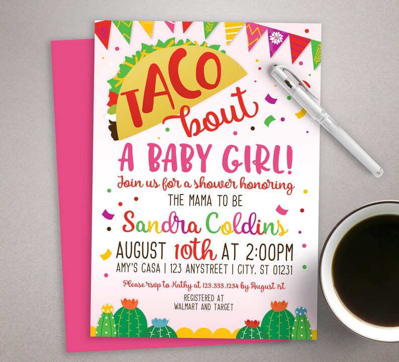Taco Baby Shower Invitation Fiesta Shower Mexican Party Etsy