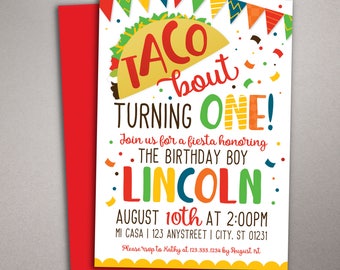 Printable Taco Birthday Invitation, Taco 1st Birthday Invite, Fiesta Birthday, Taco bout a party, diy invite, digital file, mexican birthday