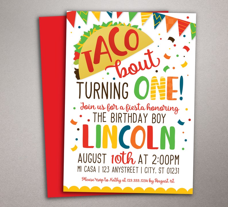 Printable Taco Birthday Invitation Taco 1st Birthday Invite - Etsy