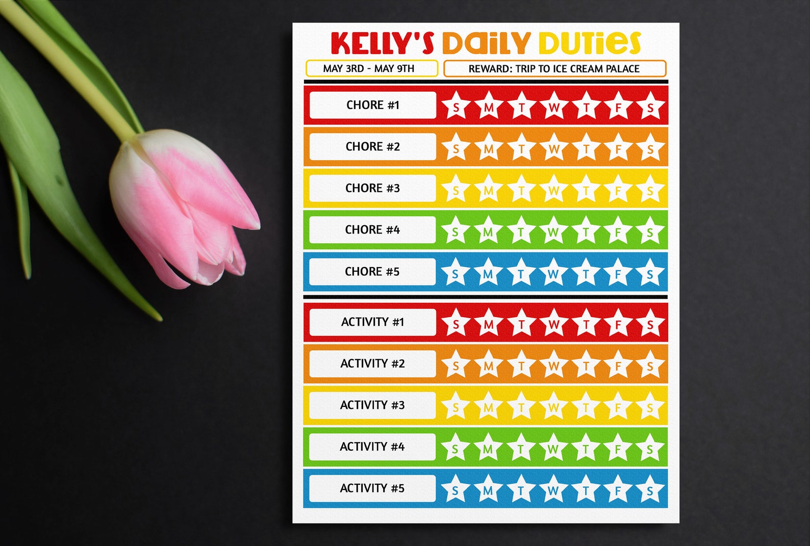 Editable Chore Chart Chore Chart Template Kids Routine - Etsy