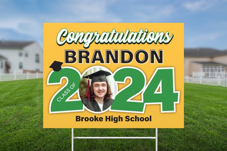 Graduation Yard Sign With Photo, Class of 2024, Lawn Sign, Senior Grad ...