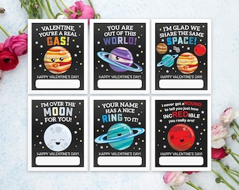 Solar System Valentine card, Space themed School Valentine, Printable Valentine's Day Card, Classroom Kid's valentine card