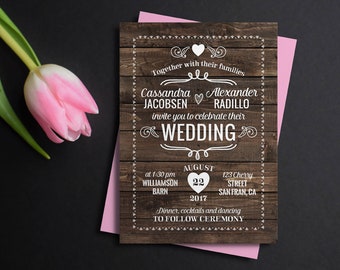 Rustic Wedding Invitation, Printable wedding invitation, rustic wedding invitation template, barn themed wedding