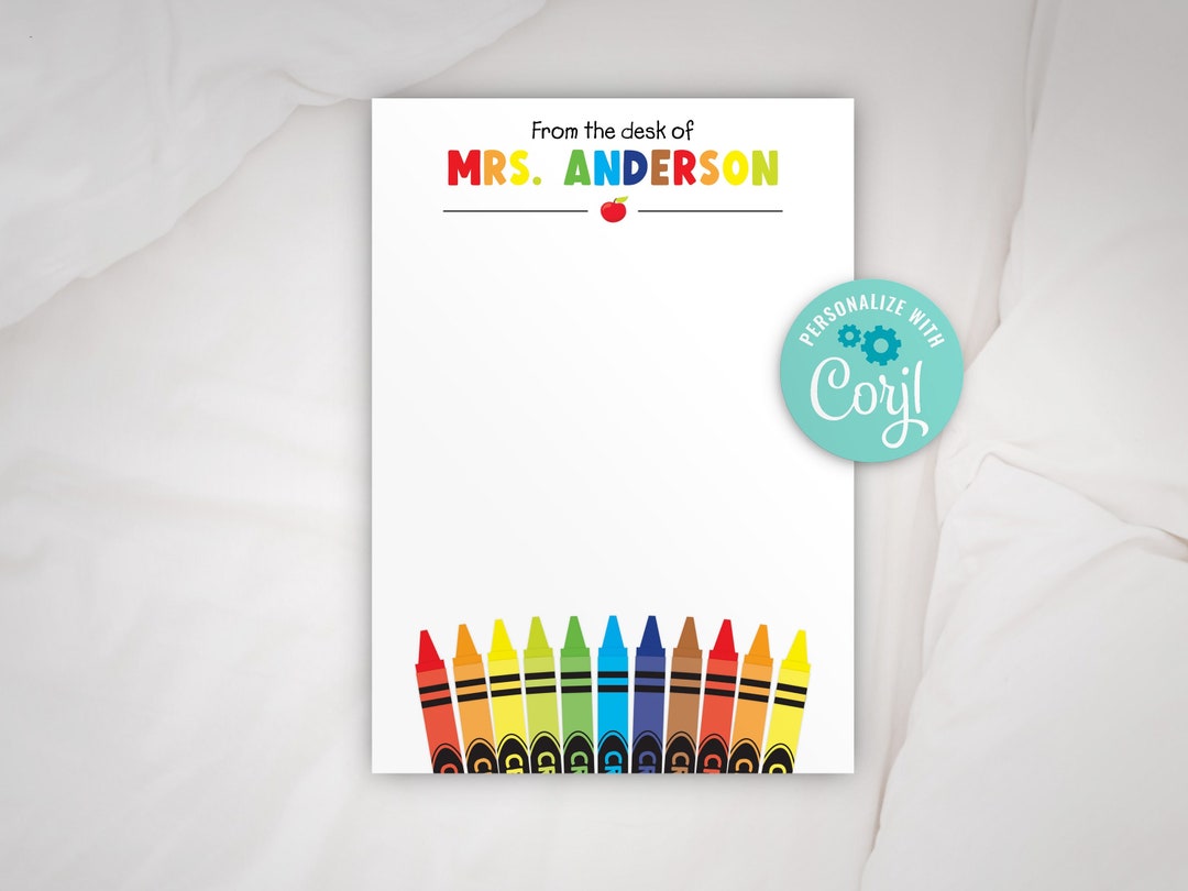 Editable Teacher Notepad Template, Gift for Teacher, From the Desk Of