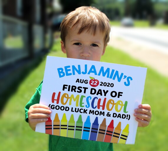 Editable First day of homeschool sign, Printable sign, personalized school sign, funny Back to school print, 8x10 sign, good luck mom
