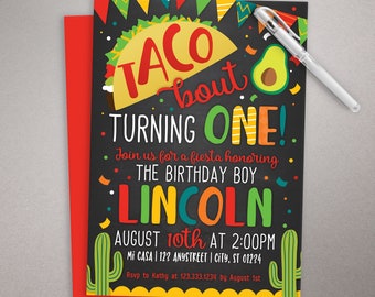 Fiesta Birthday Invitation, Taco 1st Birthday Invite, Fiesta Birthday, Taco bout a party, Chalkboard, Cactus party, avocado birthday