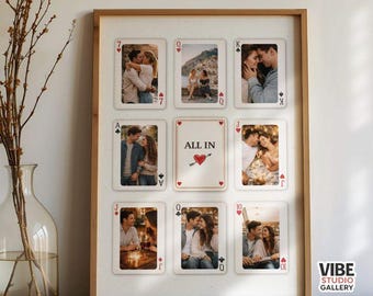 Photo Collage Poster: Playing Card Anniversary Gift (Canva Template, Digital Download)