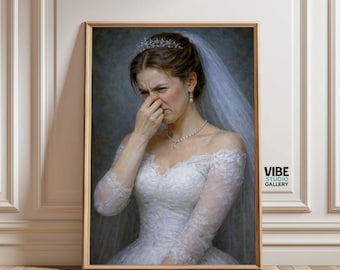 Pôster engraçado para banheiro: Noiva tapando o nariz, arte de parede com humor escatológico (download digital)