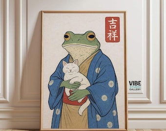 Frog Wall Art, Matsumoto Hoji Print, Preppy Wall Art, Cat Mom
