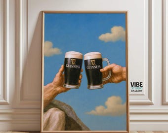 Guinness Beer Cheers-poster: vintage pubkunstprint, keukendecor (digitale download)