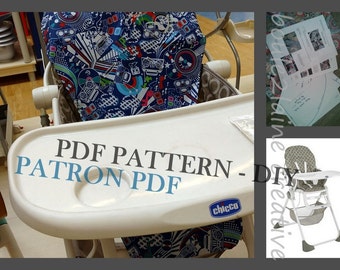 PDF pattern high chair cover / Patron et tuto PDF housse chaise haute Chicco Polly 2 in 1 (+ Babymoov & Graco)