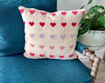 Designer Valentine's Heart Pillow Cover | Limited Edition | Upcycled Isaac Mizrahi Fabric | Galentine Gift | Girlfriend Gift | Upcycled