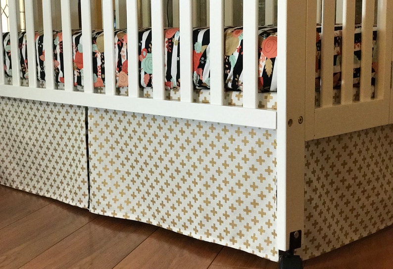 Metallic Gold Crib Set Crib Skirt Fitted Sheet Changing | Etsy
