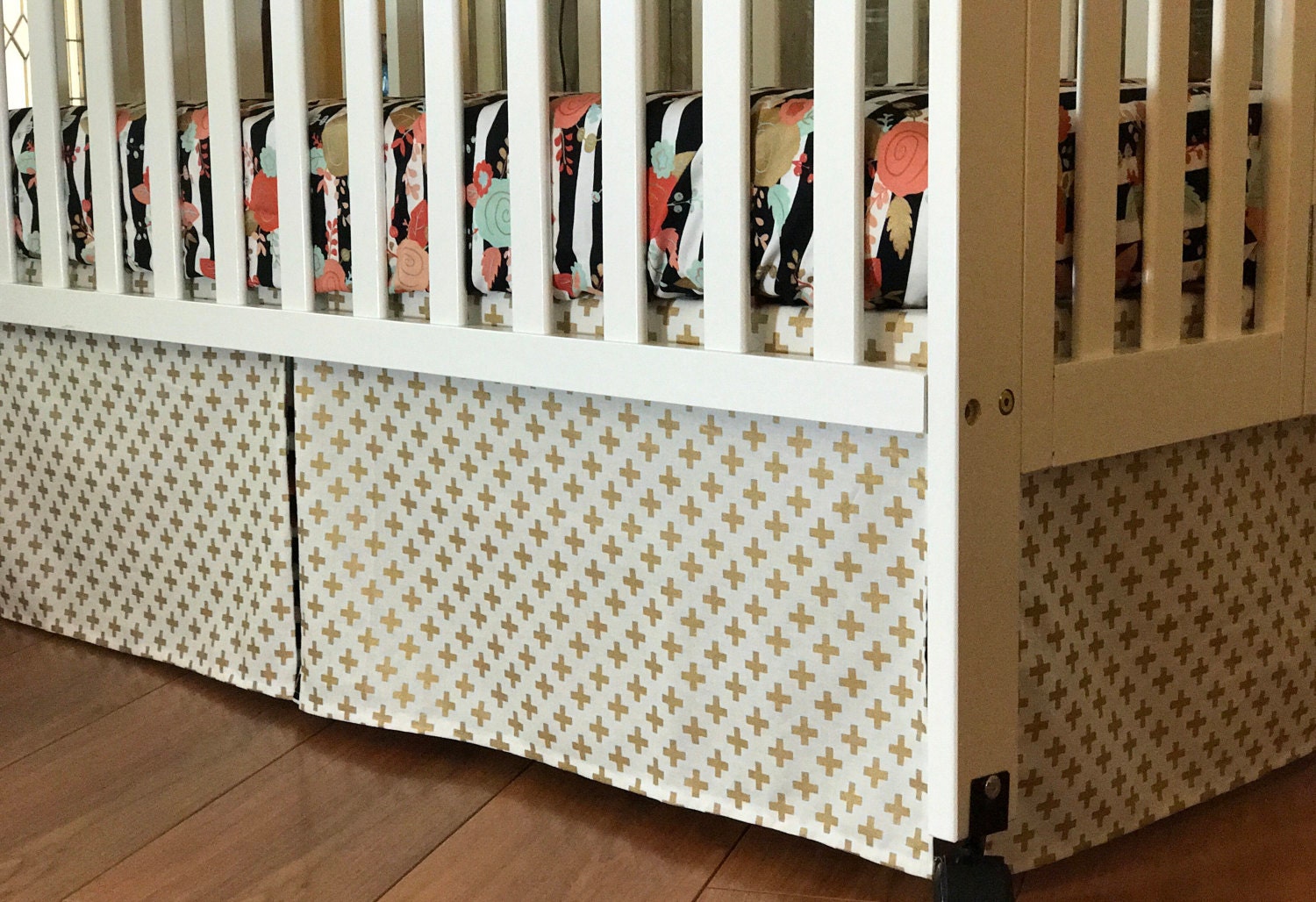 Metallic Gold Crib Set Crib Skirt Fitted Sheet Changing Etsy