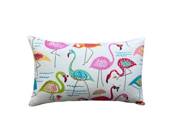 Outdoor Pillow Cover w/ Zipper | Flamingo | Patio Furniture | Water & UV Resistant | Tropical Decor | Zippered | Island Beach Party