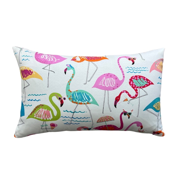 Outdoor Pillow Cover w/ Zipper | Flamingo | Patio Furniture | Water & UV Resistant | Tropical Decor | Zippered | Island Beach Party