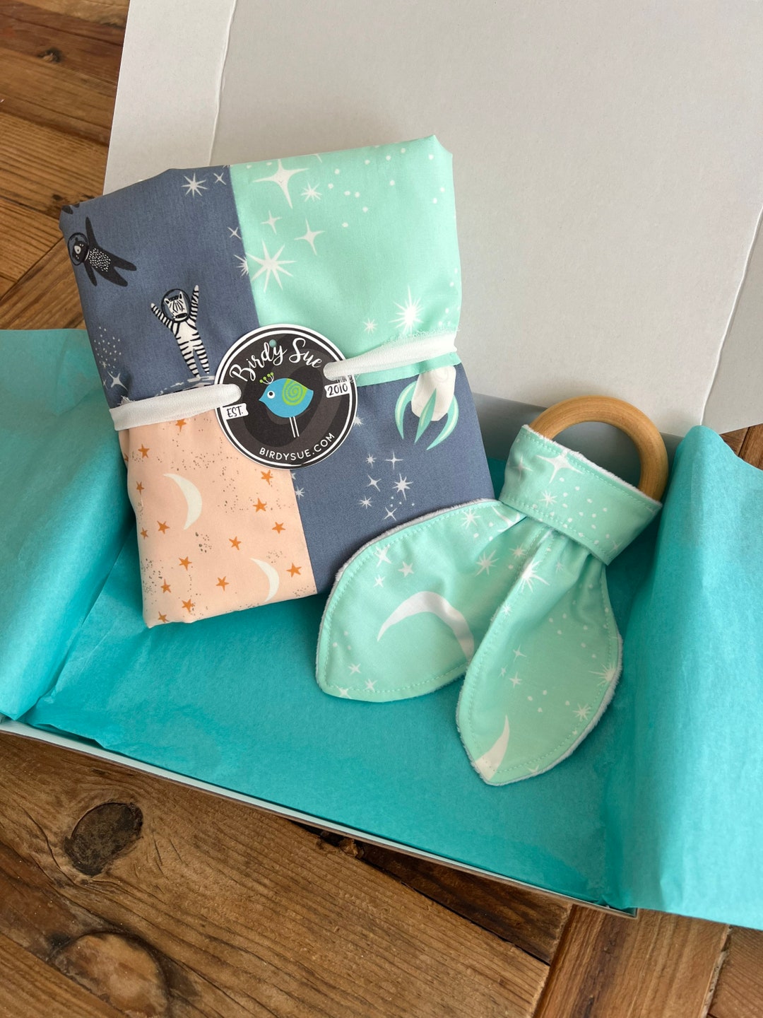 Love You to the Moon & Back Patchwork Baby Blanket Gift Set Baby Girl