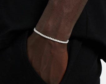 CZ Tennis Armband | 3mm | Weißgold überzogen | Geschenk für Sie und Ihn | Zartes Stacking Armband