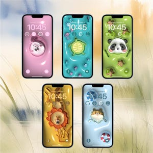 5種類の動物3D iPhone壁紙バンドル | デジタルダウンロード | ホーム/ロック画面 | かわいい動物の壁紙 | すぐにダウンロード