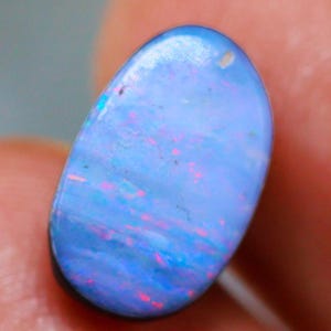 Natural Australian Opal Doublet 2.8 Ct AT-3, Iridescent Violet Blue Fire Opal Cabochon for Unique Ring Jewelry Making • Raw Crystal Gemstone