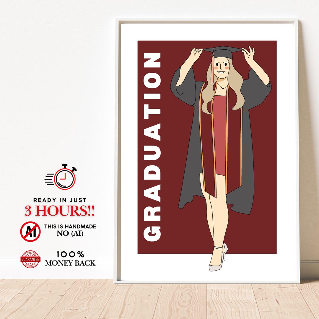 Graduation Portrait, Custom Art, Graduation Gift, Personalized Portrait ...