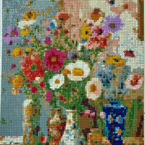 Finished Wildflower Vase Diamond Art – Floral Painting | 30x40cm Handmade, Ready to Frame (No Frame)