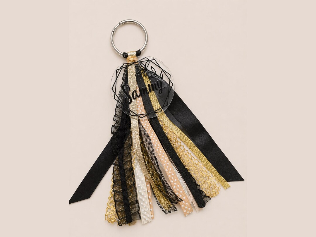 Custom Name Keychain | Personalized Acrylic Keychain With Ribbons ...