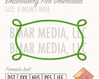 Rope Border Rodeo Western YeeHaw Roping Graphic Embroidery File Download 8 Inches Wide in 5 Different File Formats.