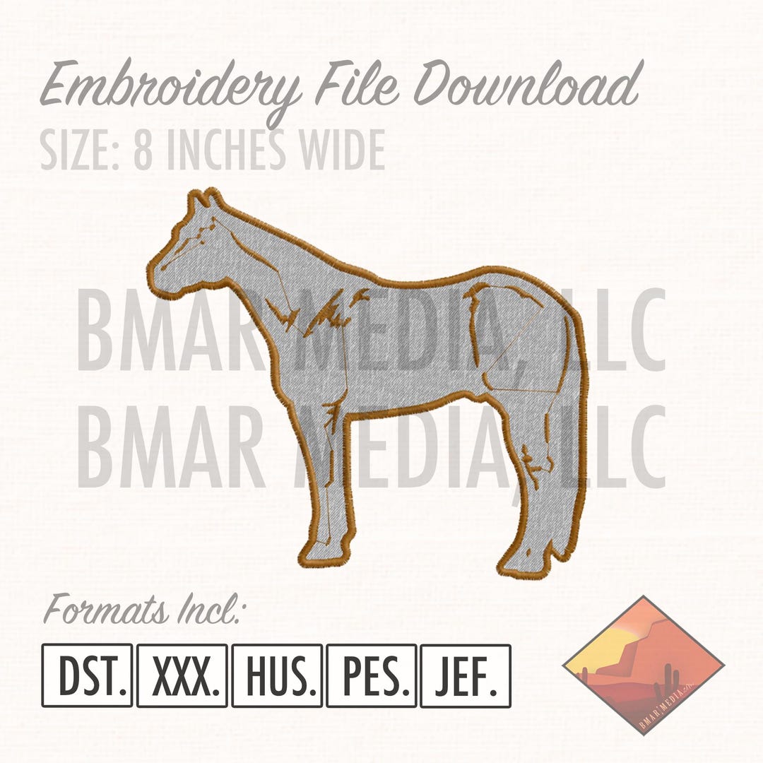 Embroidery Design Ranch Sorting Quarter Horse Western Ranch Embroidery Graphic File Download 8 Inches ...