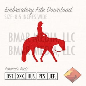 Western Pleasure Horse Horse Show Graphic Embroidery File Download 8.5 Inches Wide in 5 Different File Formats.