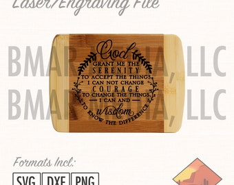 Serenity Prayer God Grant Me Laser Engraving File/Graphic Download. 3 File Formats. Glowforge, Lightburn, C02 Laser Machine