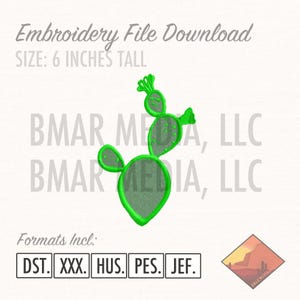 Cactus Western Desert Cacti Graphic Embroidery File 6 Inches Tall, 5 Different File Formats.
