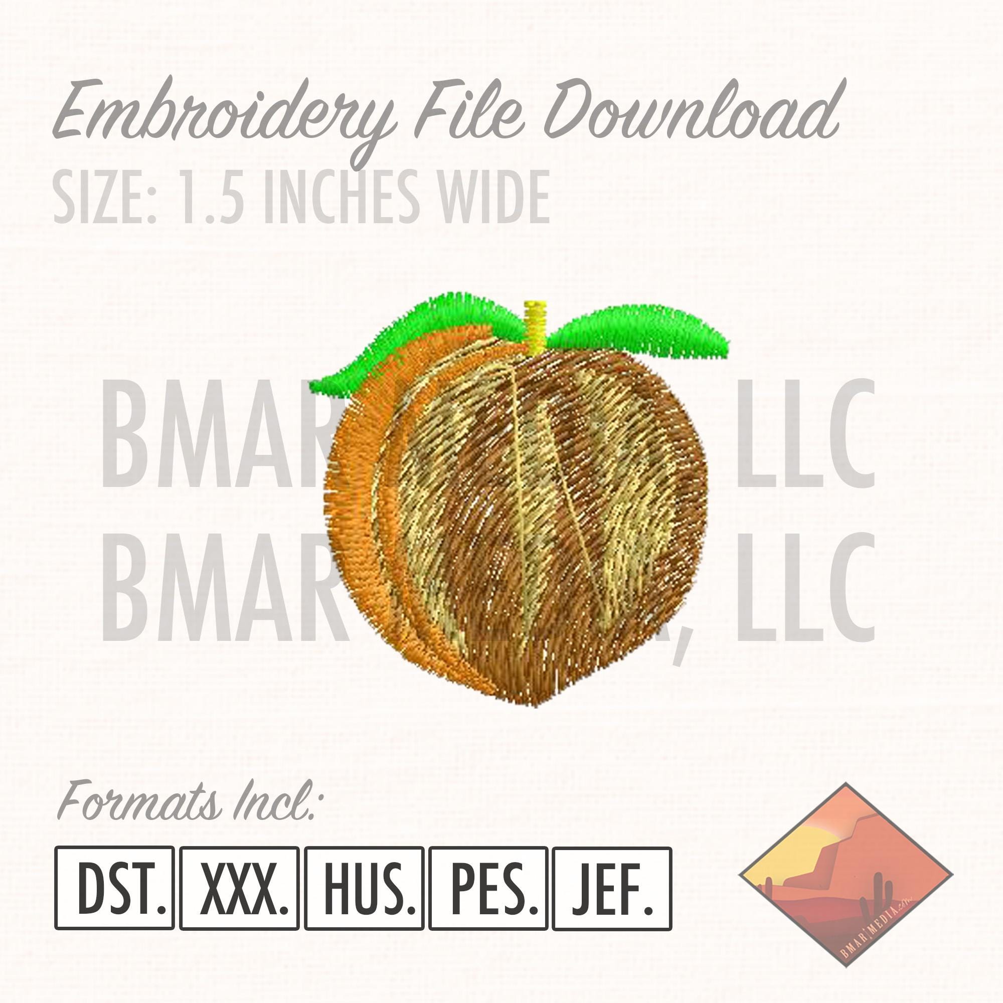 Peach Fruit Small Peach Graphic Embroidery File 1.5 Inches Wide, 5