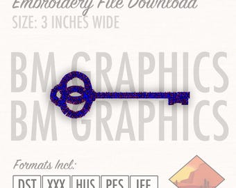 House Key Antique Key Real Estate Embroidery Graphic File Download 3 inches wide, 5 Different File Formats
