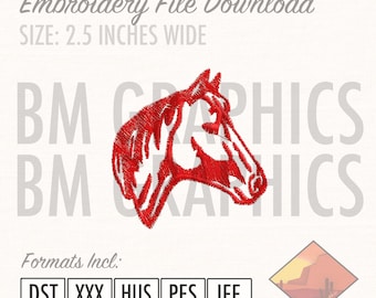 Horse Head Quarter Horse AQHA Equine Equestrian Western Graphic Embroidery Download 2.5 Inches Wide in 5 Different File Formats.